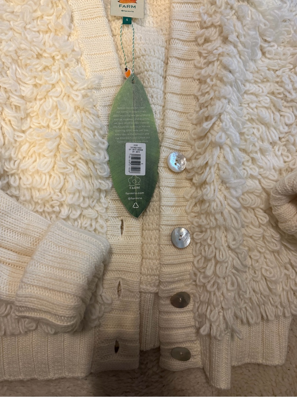 FARM Rio Cream Loop-Knit women Cardigan with Buttons - Picture 7 of 7